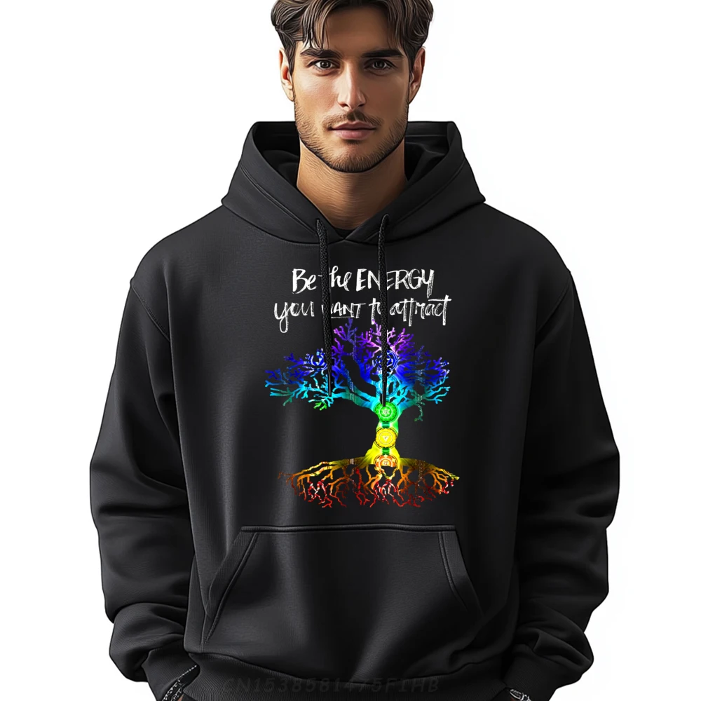 

Leisureprinted Long Sleeve Hoodies Christmas Newest Crew Neck Coats Men's Hoodies Chakra Tree Of Life Be