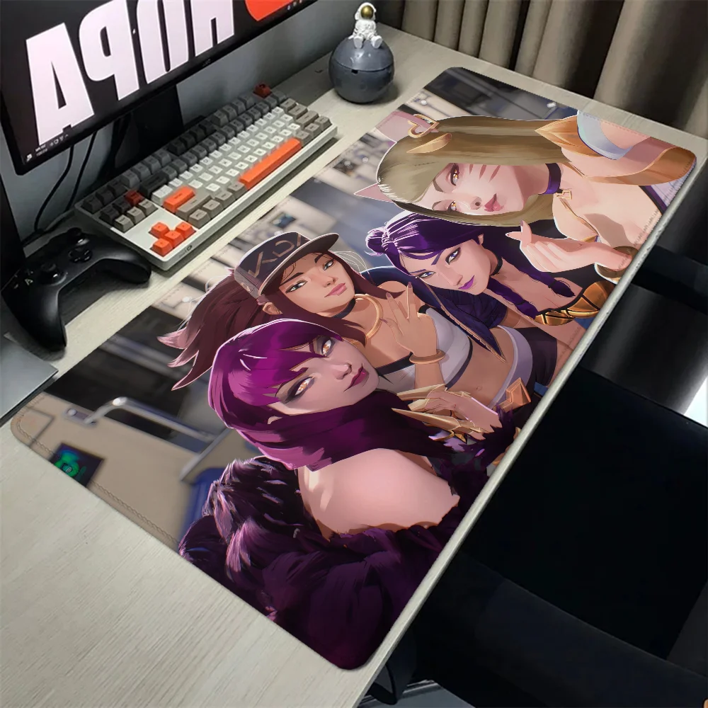 Большой коврик для мыши 900 × 400 K-KDA Girls, игровой шкаф, компьютерный коврик, настольные коврики, Игровая клавиатура, аксессуары для ПК, Mausepad