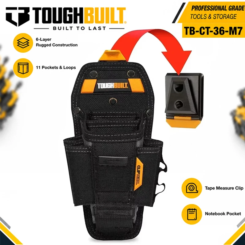 TOUGHBUILT TB-CT-36-M7 Technician 7-Pocket Medium Tool Pouch, ClipTech Quick Detach Waist Storage Tool Bag