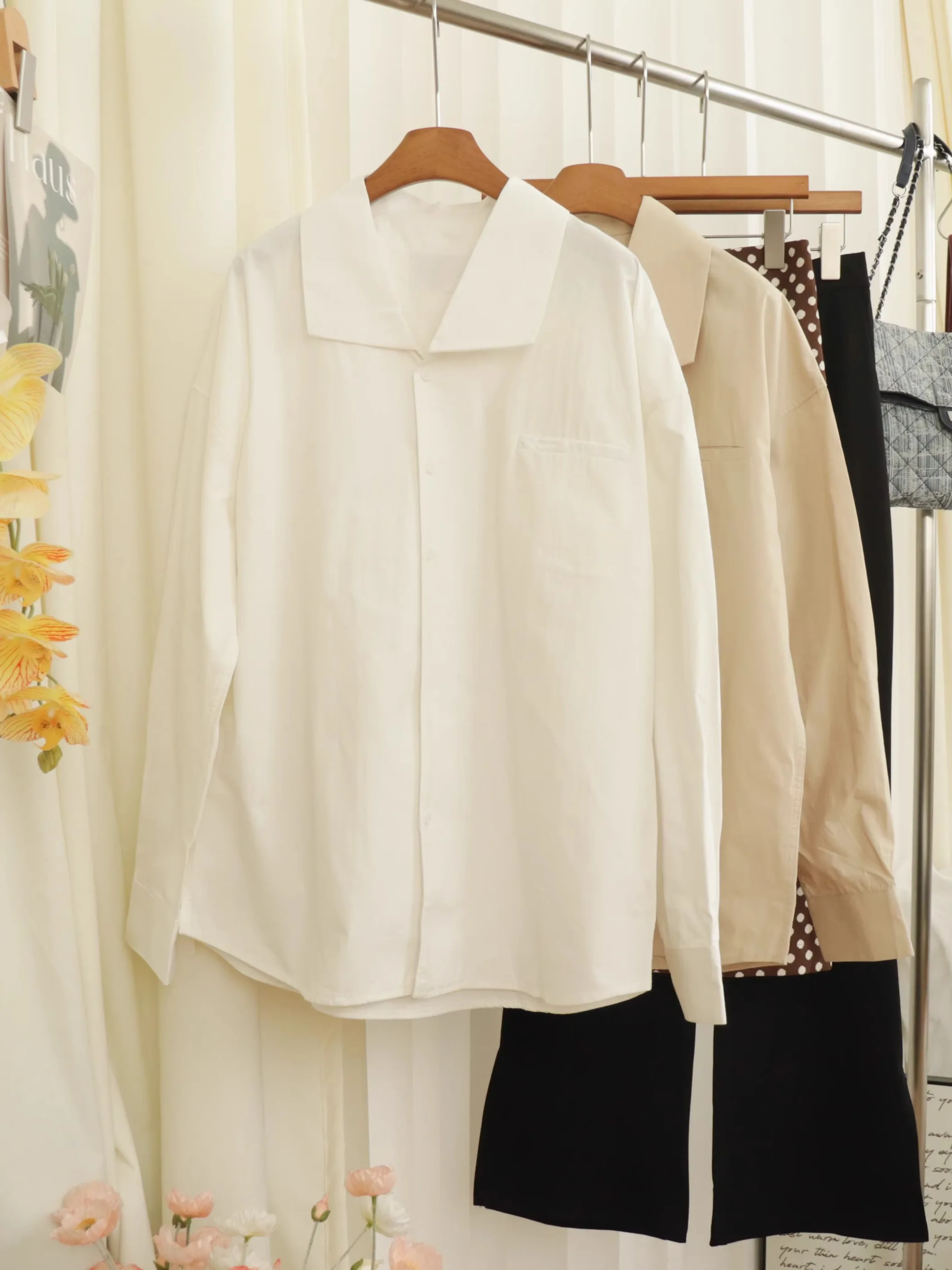 

American Workwear Style Casual Loose Long Sleeve Collar Shirt Men's Loose Fit Classic Cotton Spring Summer Autumn