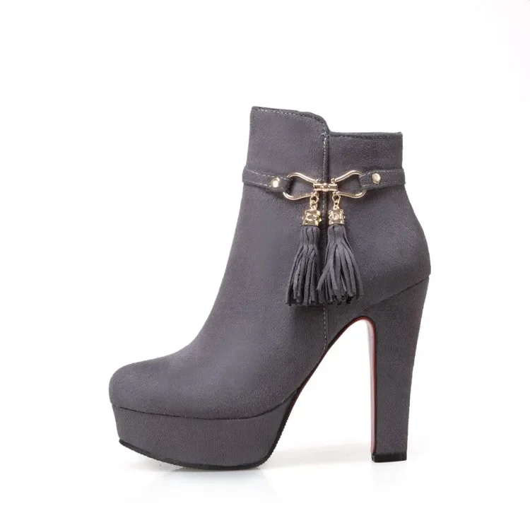 Big Size boots women shoes ankle boots for women ladies boots shoes woman winter Solid color round head thin heel