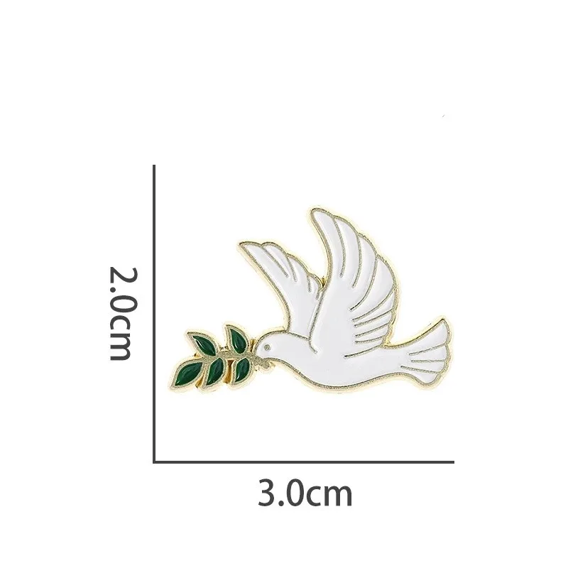 Cute Cartoon Symbolizing World Peace Pigeon Enamel Brooch Creative Dove Olive Lapel Pin Badge Sports Jewelry Gift