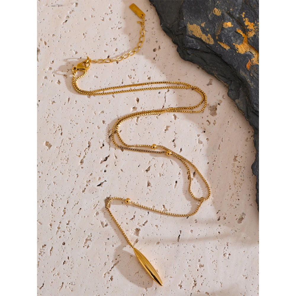 Yhpup Waterproof Sexy Fashion Stainless Steel Chain with a Pendant Drop Attractive Golden Necklace Water Resistant Jewelry Gift