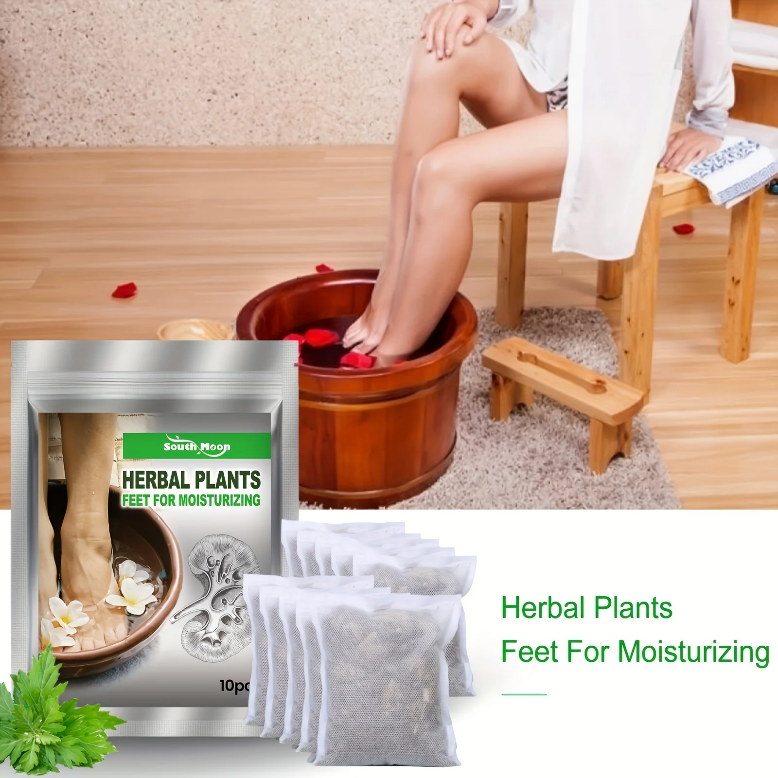 50 قطعة من أكياس نقع الأعشاب الجنوبية والزنجبيل والأعشاب الطبيعية والترطيب العميق للعناية بالقدم، تصميم مفتوح الحقيبة، لا حاجة للكهرباء -
