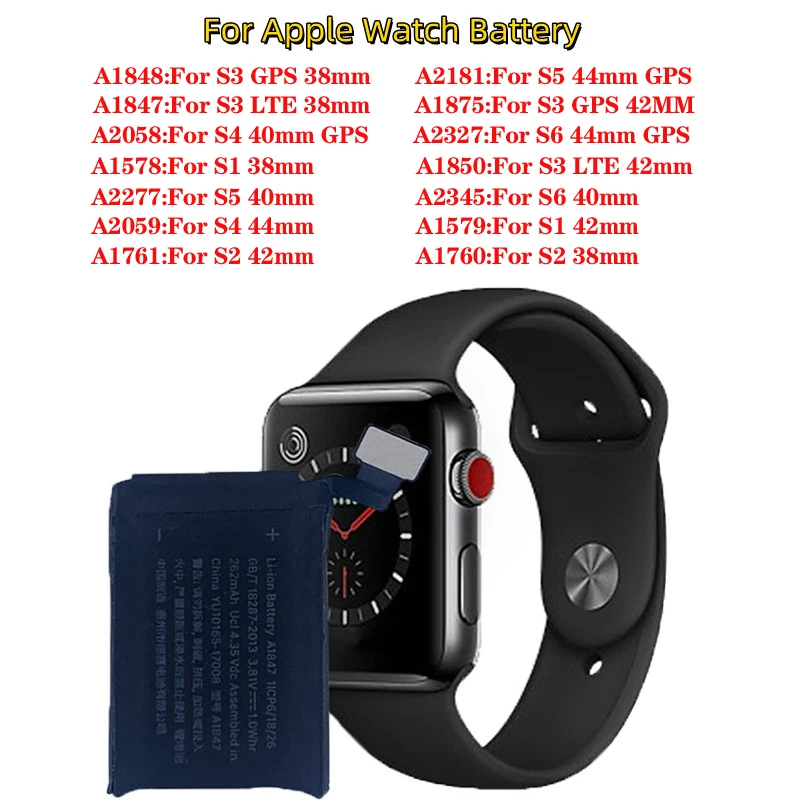 New Battery For Apple Watch Series 1 2 3 4 5 6 44mm 42mm Replacement For iWatch S1 S2 S3 GPS LTE S4 S5 S6 38mm 40mm