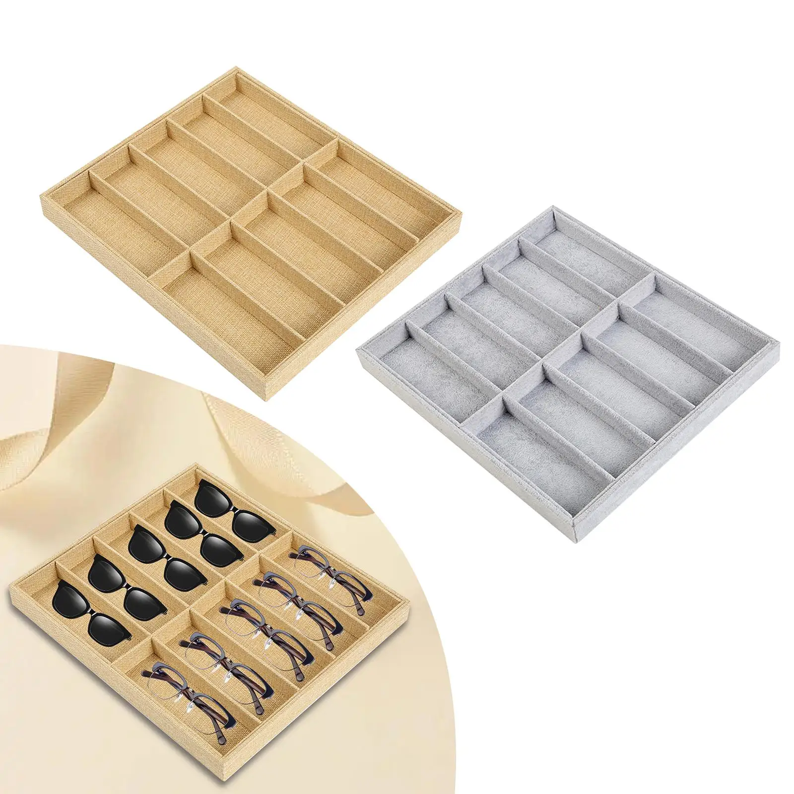 

Деревянный органайзер-витрина на 10 ячеек для очков, ювелирных изделий, часов и солнцезащитных очков