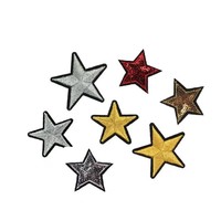 10pcs Silver Sequined Star Patches Iron On Sewing Embroidery Badge Sticker For DIY Clothes Decoration Garment Fabric Appliques