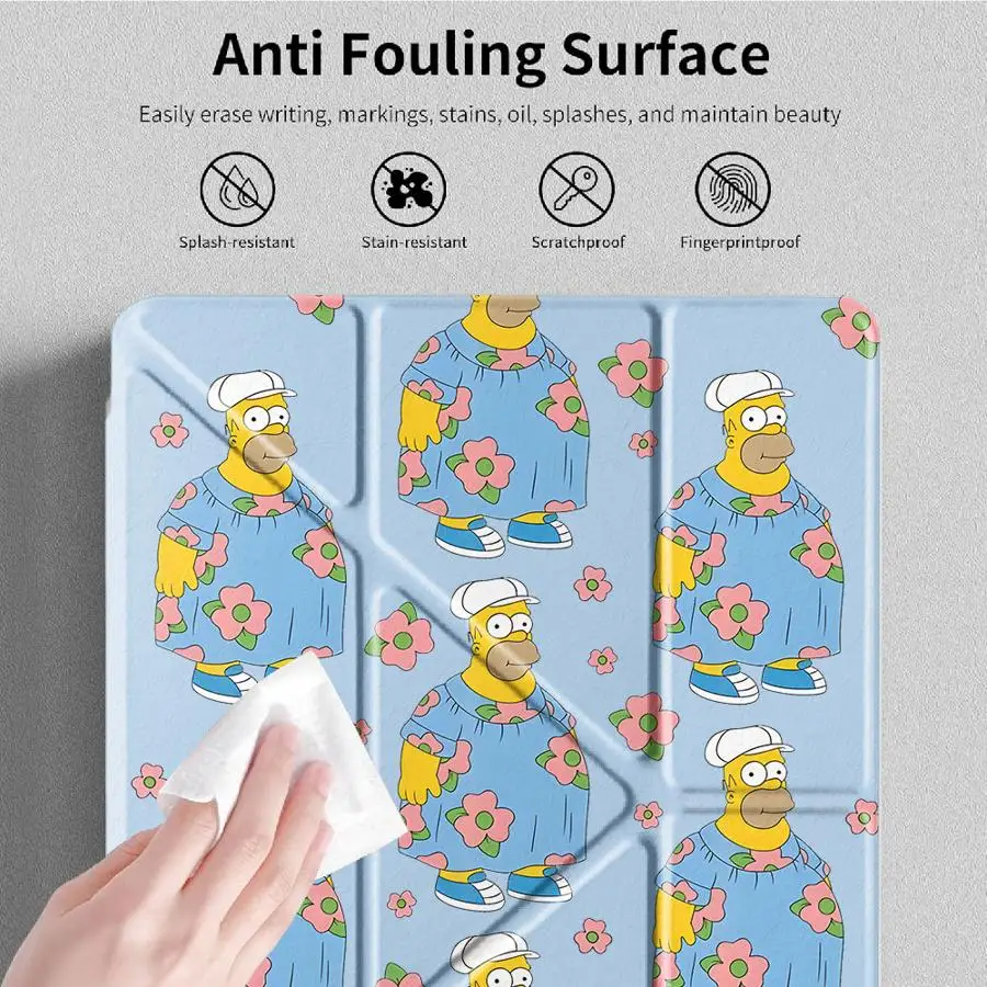 The Simpsons Cartoon Homer Y-Fold Holder Cover Tablet Case For iPad Mini 6 7 Air 4 5 M3 M2 1 2 M4 11inch Pro 2025 Pro 11th 10th 6
