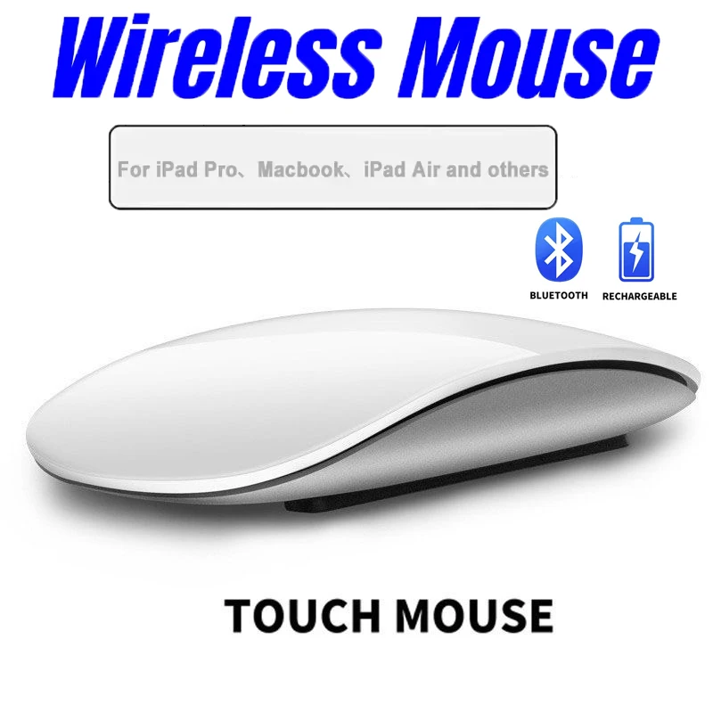 Ratón inalámbrico Bluetooth mejorado para ordenador, recargable, táctil, delgado, ergonómico, de modo dual, silencioso, para Apple Macbook Air