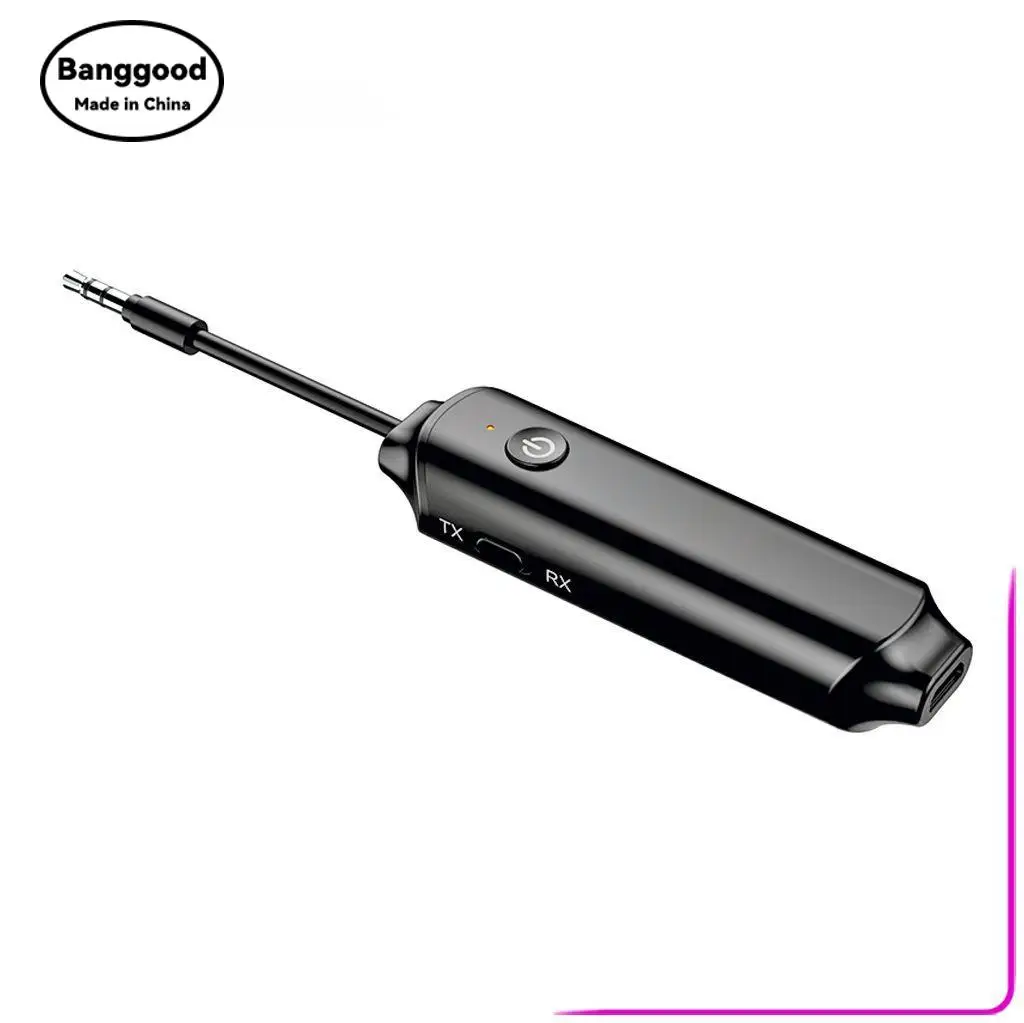 

B12S Black Portable Mini Bluetooth 5.0 Car Hands-free Call with Cable Built-in Battery Audio Adapter