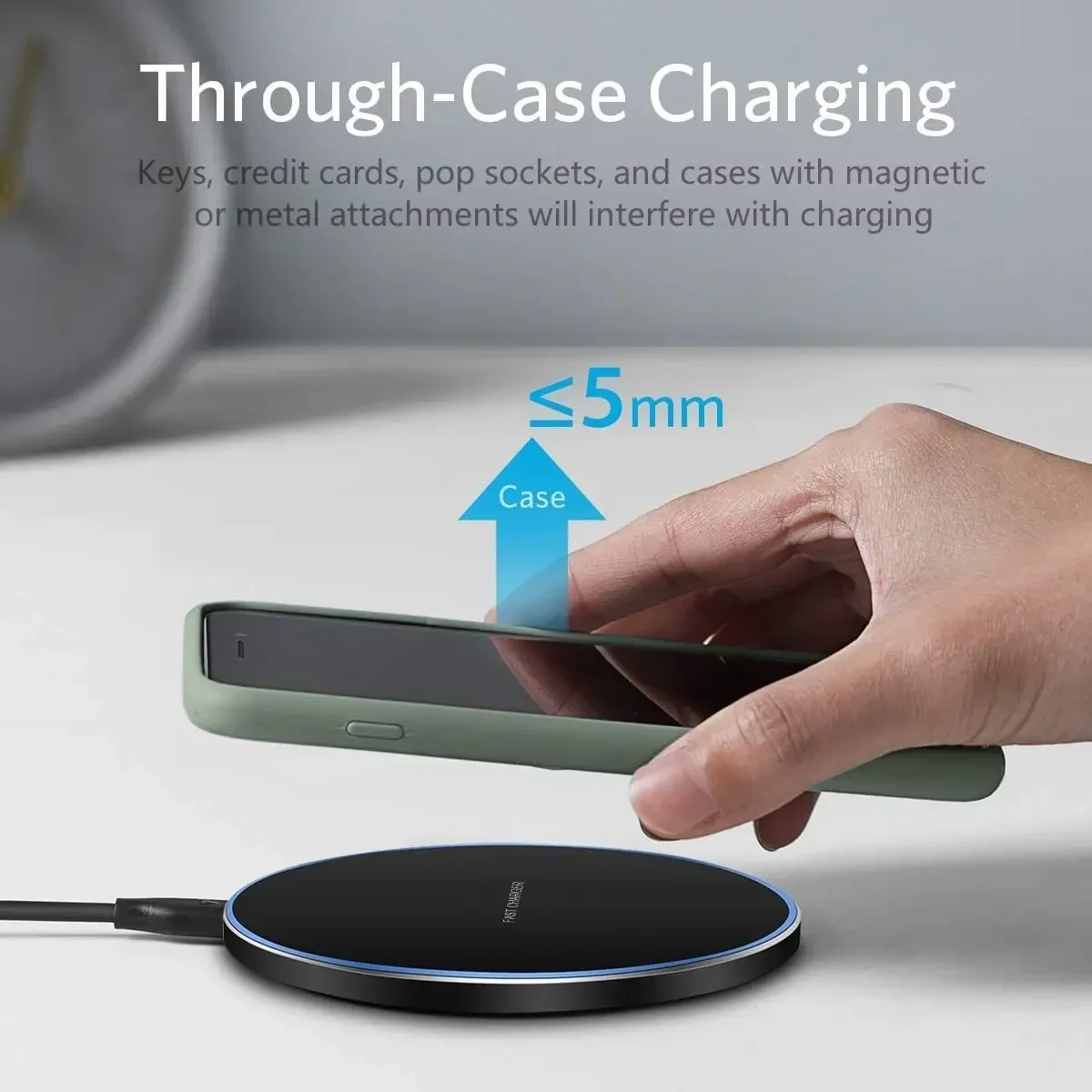 

100W Fast Charging Disc Metalbottom Wireless Charger Supporting 1m Type-C Data Cable Mobile Phone Accessories for iPhone Millet