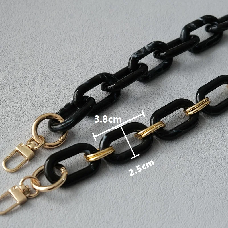 New Fashion Woman Bag Strap Accessory Detachable Replacement Chain Black Solid Acrylic Luxury Strap Women Shoulder Handle Chains