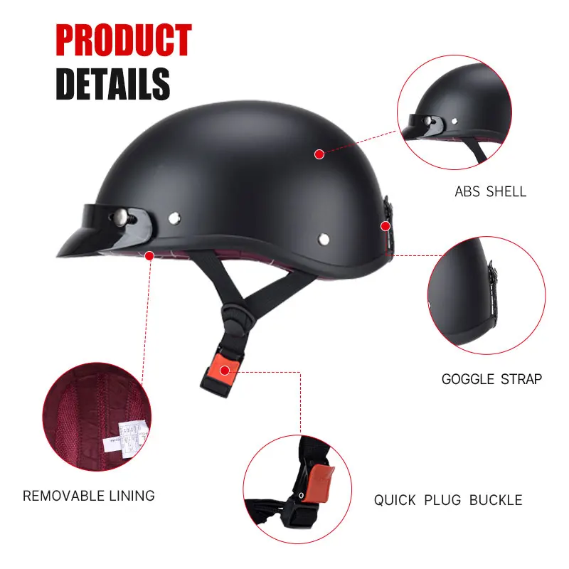 Moto Unisex Motorcycle Helmets Scooter Biker Motorbike Racing Riding Helmet  Open Face Retro Vintage Casco