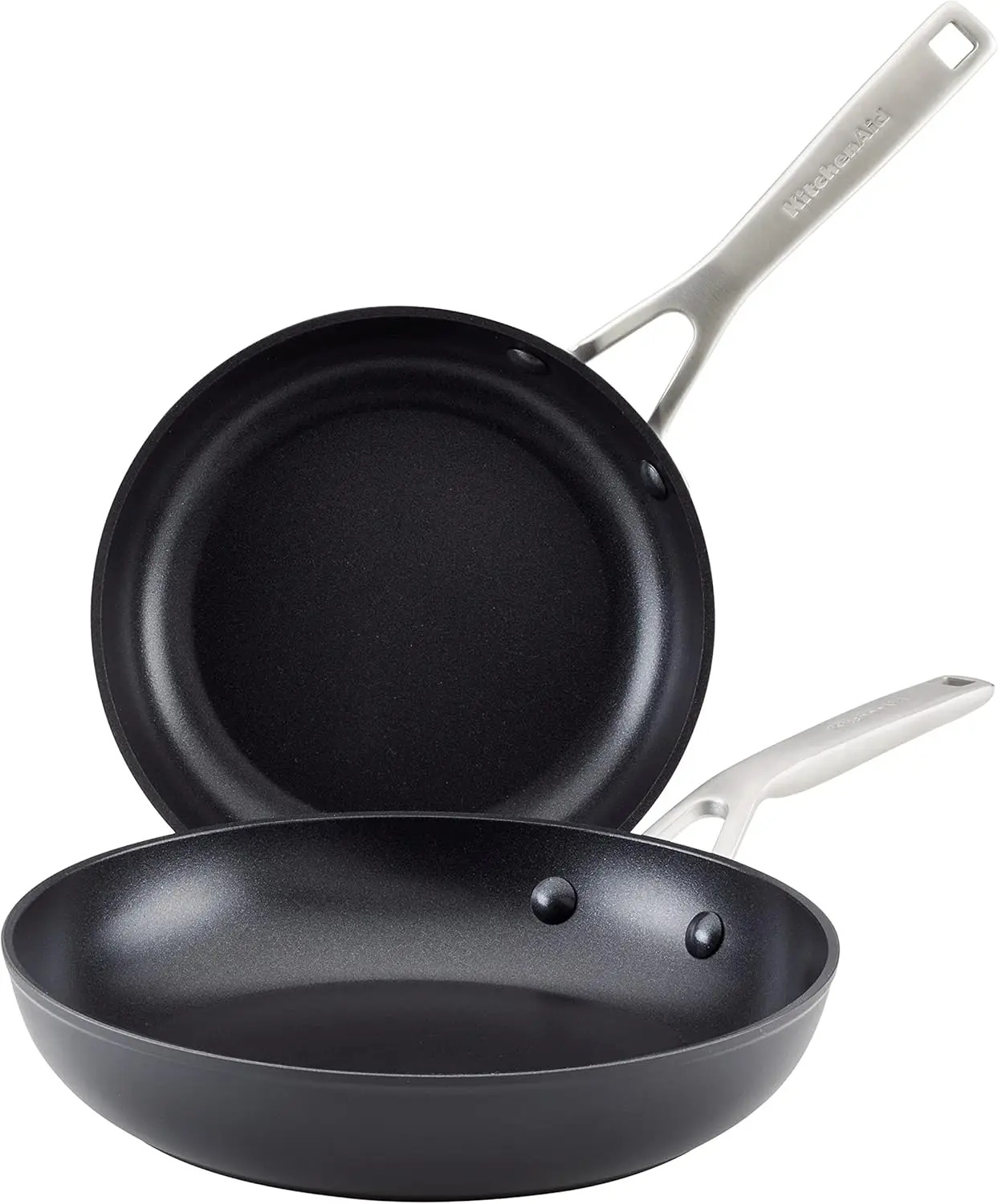 Hard Anodized Induction Nonstick Frying Pan Set/Skillets, 8.25 Inch and 10 Inch, Matte Black