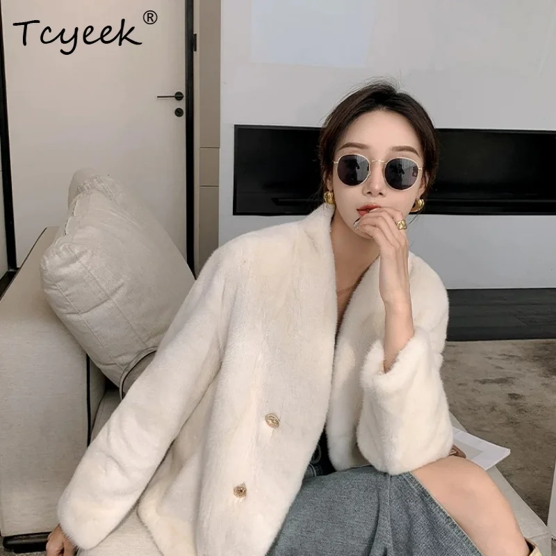 

Tcyeek Natural Mink Real Fur Coat Women New in Outerwears Whole Mink Warm Jackets Woman Fashion Winter Clothes Fourrure Femme