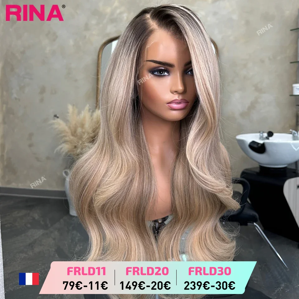 Highlights gris or 180 densité 13x6 dentelle perruque frontale pré - chanceux cheveux brésiliens dentelle transparente perruque frontale femme