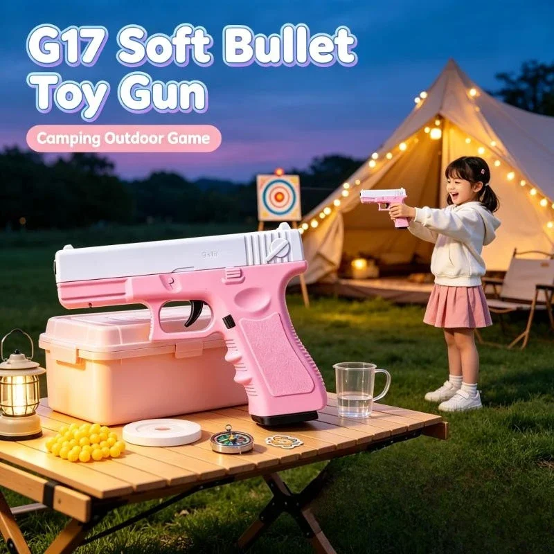 Laser Assisted Manual Soft Dart Model, G17 Style Lower Mag Feeding Structure Suitable For Youth Backyard Entertainment