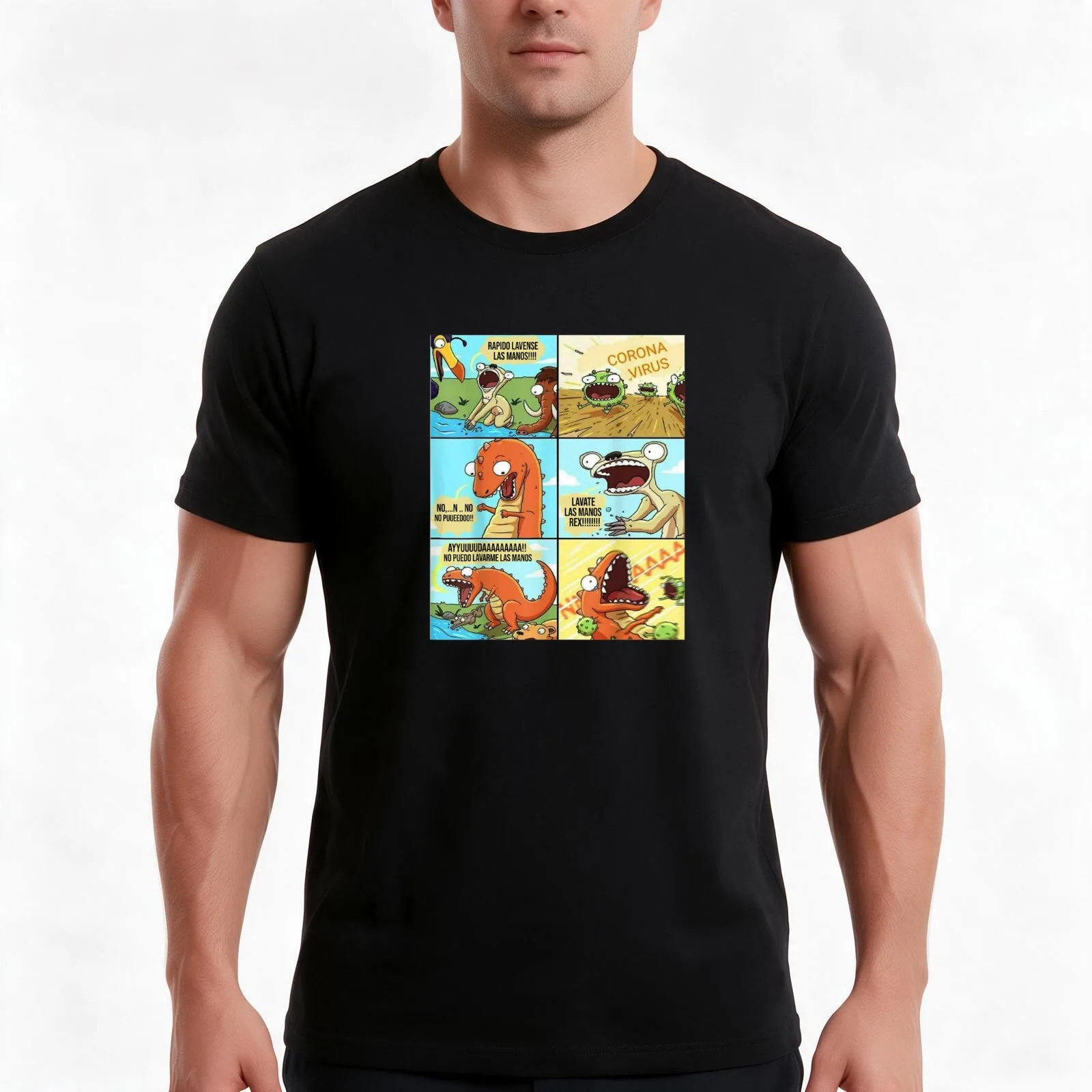 Lavate las manos Rex T-Shirt, Summer Casual Cotton Tee, Oversized Streetwear Tops, Vintage Graphic Print, Loose Fit Short Sleeve