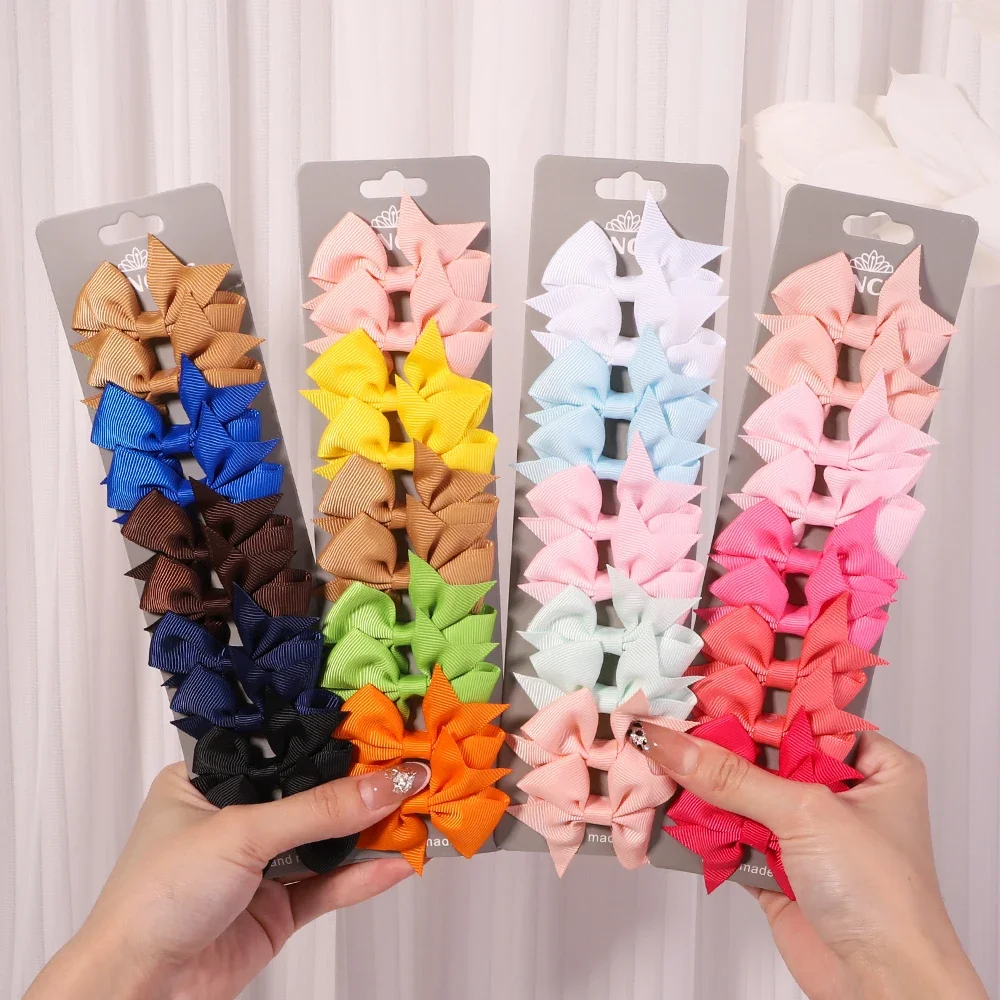 10Pcs/set Baby Grosgrain Ribbon Bowknot Hair Clips for Girls Colorful Bows Clip Hairpin Barrettes Headwear Kids Hair Accessories