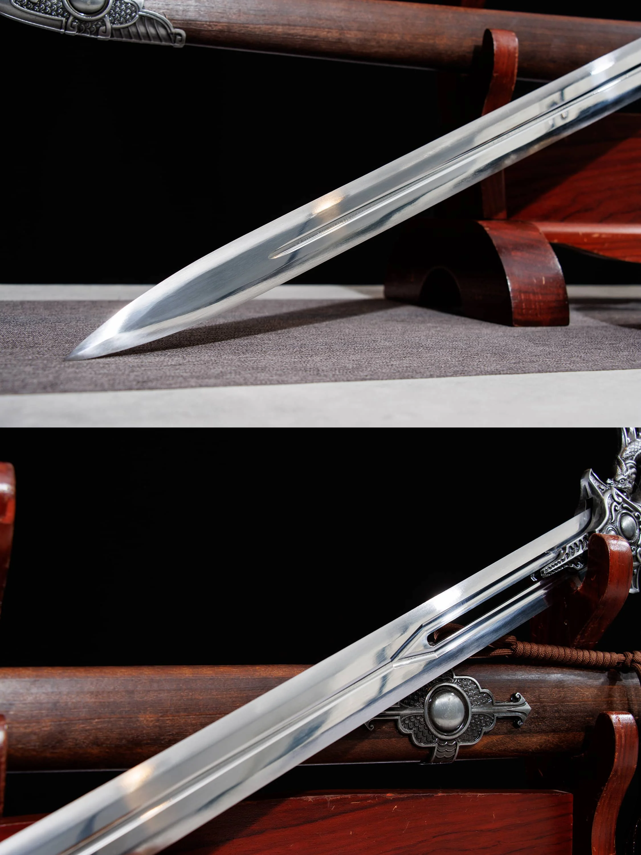 112cm Medieval full tang Battle preparation High carbon Steel sharp katana fighting cosplay samurai Sword Double Dragon weapons