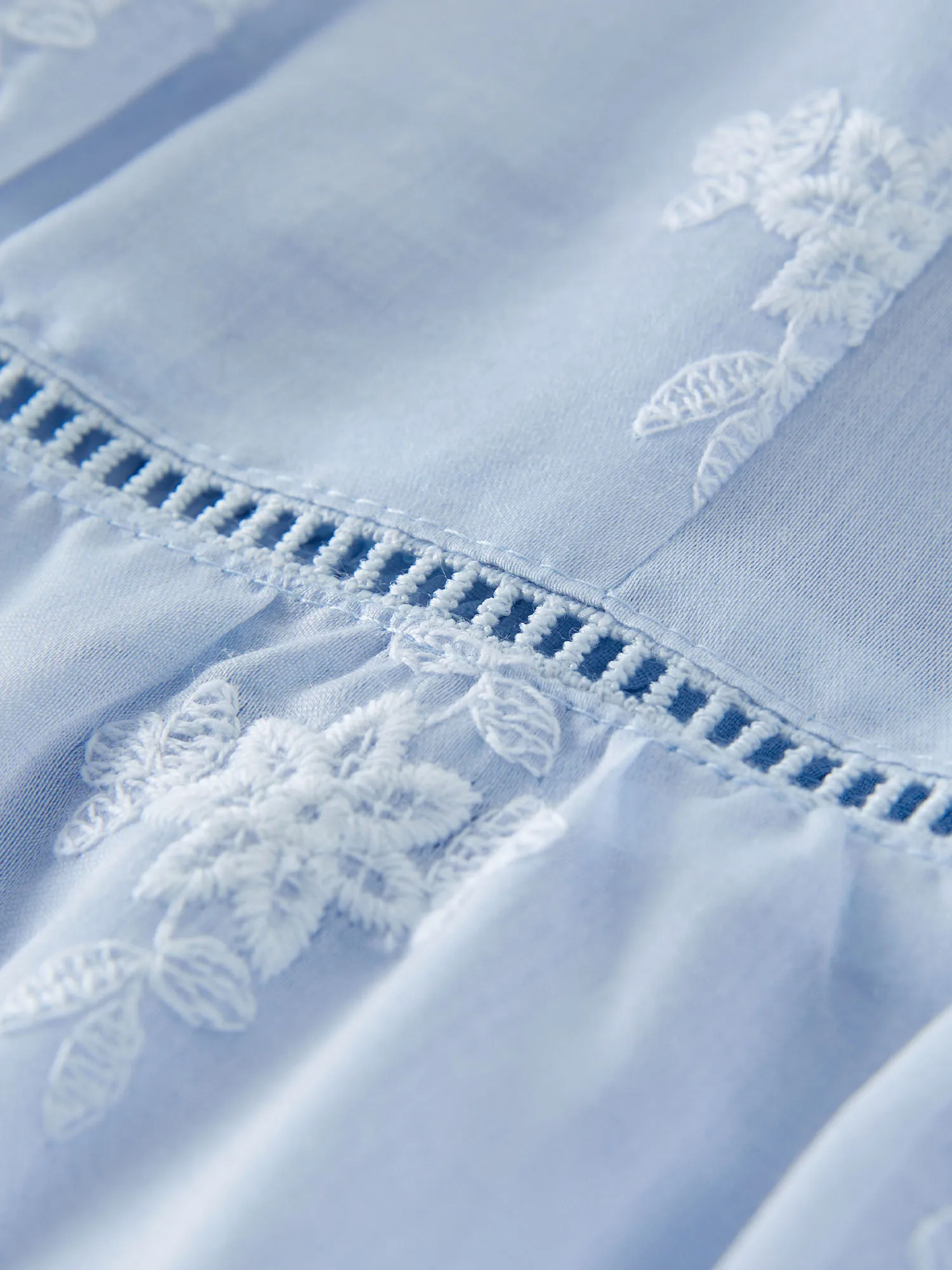 DUSHU, talla grande, temporada navideña, vestido de tiras con bordado hueco junto al mar, novedad de verano 2021, vestido azul bordado 25DS82192