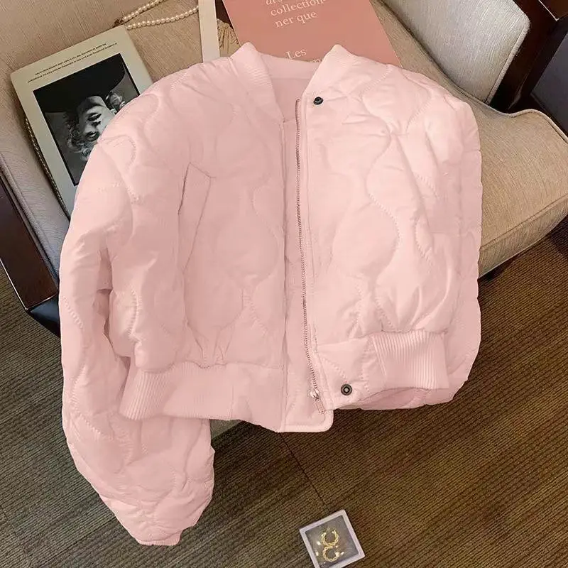 Autumn Winter New Long Sleeve Solid Korean Short Jacket Zipper All-match Youth Fashion Coats Casual Lazy Style Women Clothing