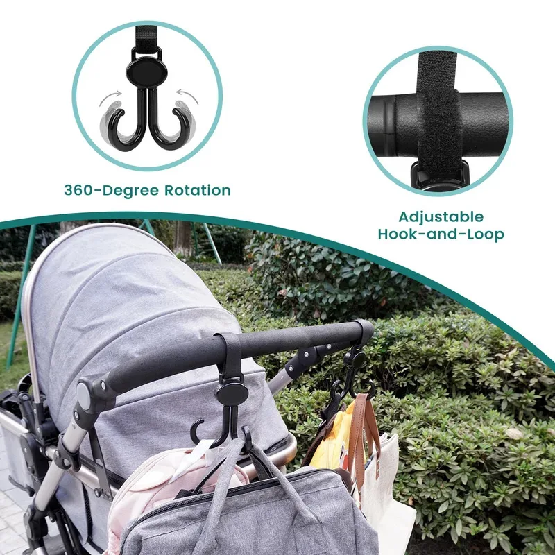 

Large Capacity Baby Stroller Organizer with Cute Bear Pattern, Universal Hanging Caddy for Shopping Cart