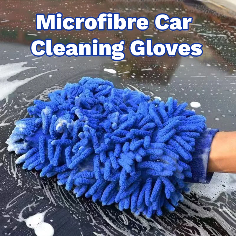Großer Mikrofaser-Autowaschhandschuh, wasserdichte Chenille-Handschuhe, dicker Auto-Reinigungshandschuh, Wachsdetaillierung, Autopflege, doppelseitiger Handschuh