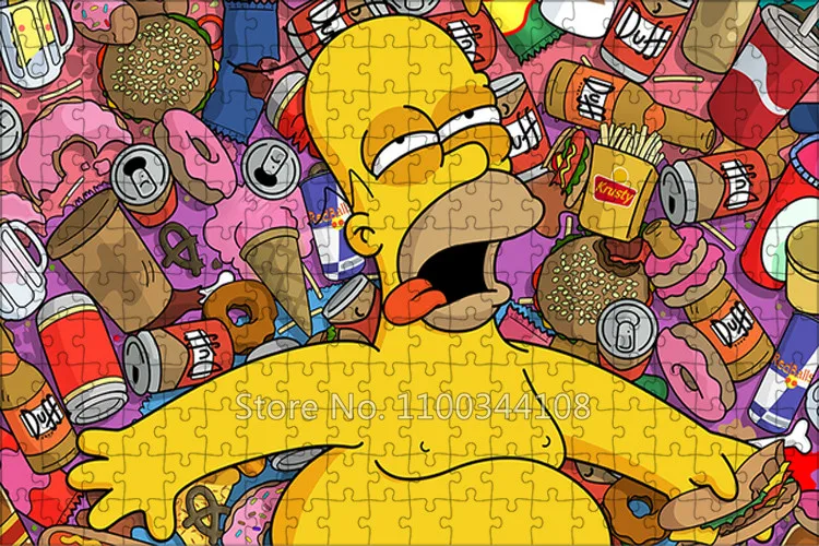 300/500/1000 Pieces Puzzles Disney The Simpsons Jigsaw Puzzle Children's Cartoon Toys Family Leisure Games Handmade Collection