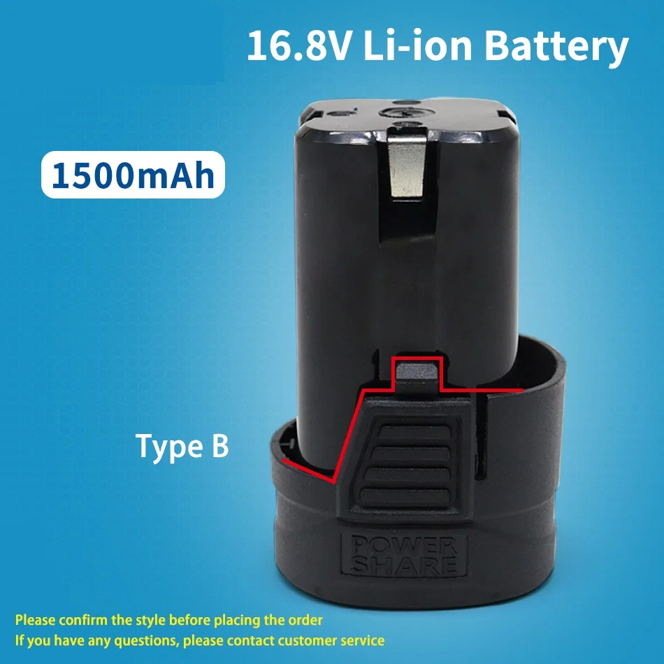 Rechargeable lithium battery, 12V, 16.8V 1500mAh  Suitable for mini drill, electric screwdriver, Angle g