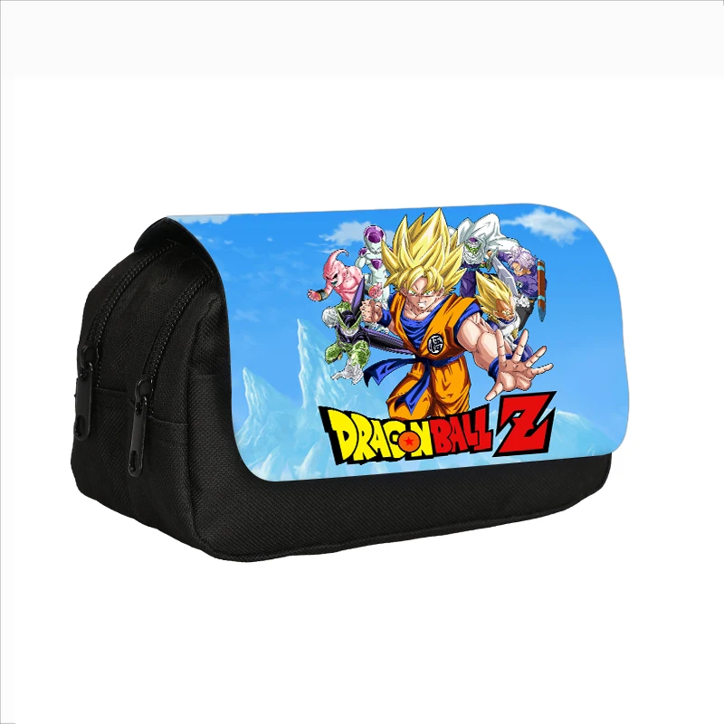 Dragon Ball Double layered Pencil Case Super Saiyan Goku Large Capacity Stationery Organizer Bag for Boy Girls Students Pen Bag