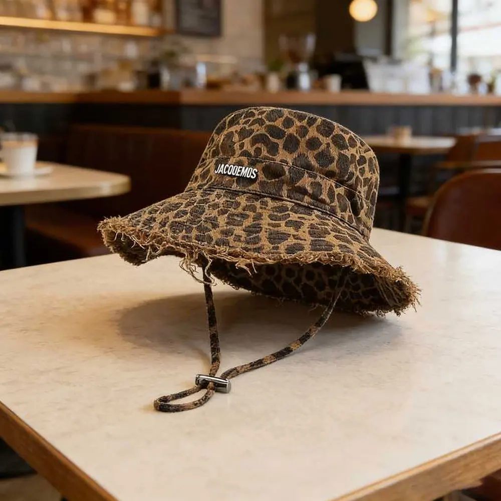 Nouveau chapeau de soleil respirant à imprimé léopard pour le printemps et l'été - Chapeau de pêcheur à large bord pour la pêche, la randonnée, l'alpinisme, les vacances en bord de mer, les loisirs en plein air