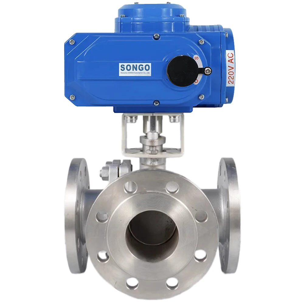 

DN80 3 Inch 3 Way Water Valve L Port DC 12V 24V Flange Type Electric Actuator CF8M Stainless Steel Motorized Ball Valve