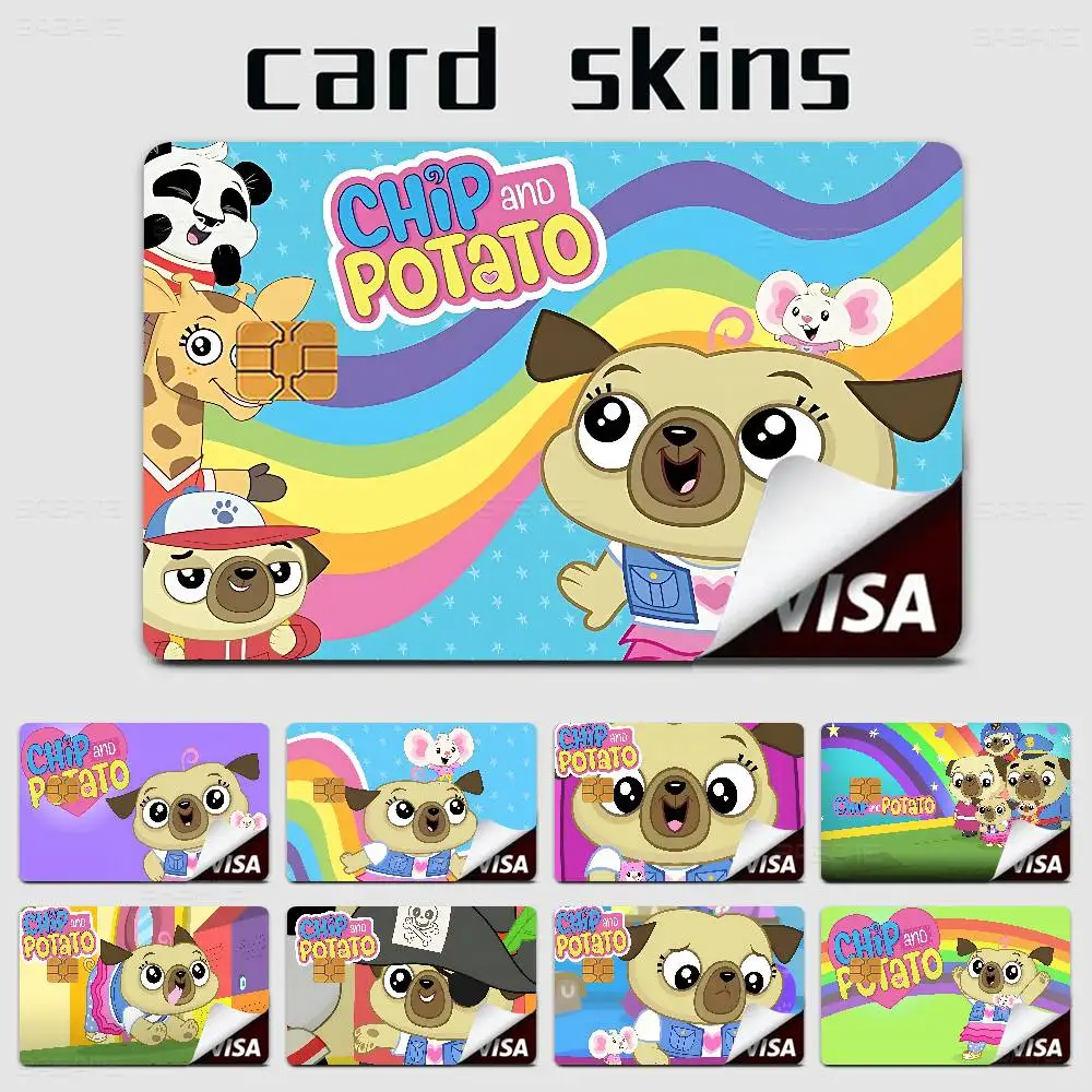 Chip and Potato Anime Cartoon Bear Skin Sticker Film Tape Case for Big Credit Debit Card Front Side