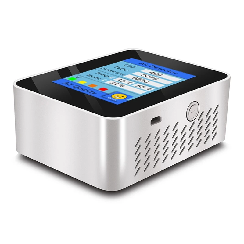 CO2 Detector Temperature/Humidity Monitor Air Quality Monitor TVOC Detector LCD Display Carbon Dioxide TVOC