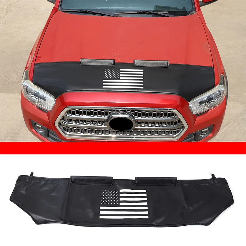 

For Toyota Tacoma 2016-2022 Car Hood Cover Stone Deflector Hood Protection Shield Sand Block leather Black Accessories