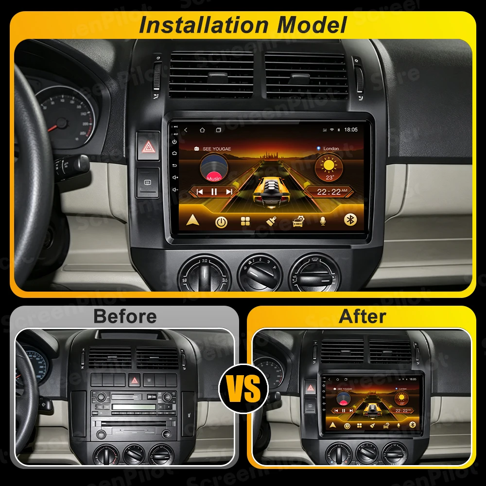 9 Inch Android 16 For Volkswagen Polo Mk4 2001-2011 Car Radio Stereo Head Unit Multimedia Video Player GPS Navigation 2K QLED 5G