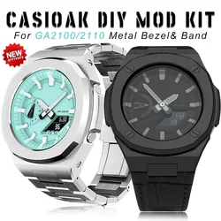 Nautilus Style Casioak GA2100 Luxury Refit Mod Kit Set for G shock GA-2110 Modification Kit Stainless Steel Case Strap Metal