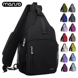 MOSISO-Mochila Crossbody Sling, Bolsa De Ombro, Mochila De Caminhadas De Viagem, Saco De Peito Com Bolso Quadrado Frontal, Porta De Carregamento USB