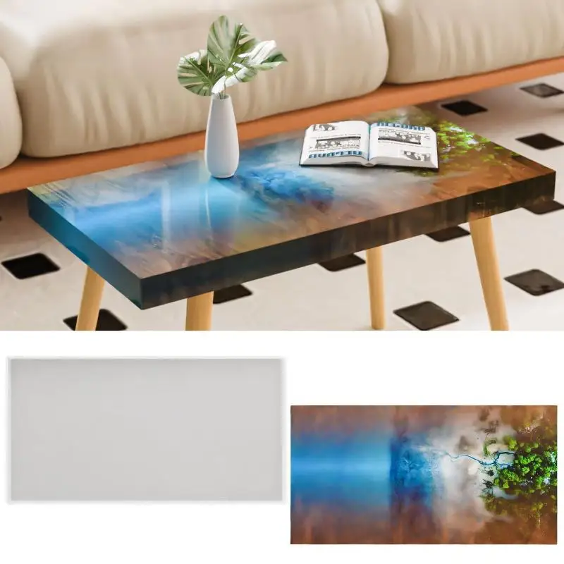 

Большая прямоугольная силиконовая форма, подходит для речных столов из эпоксидной смолы и художественных творчества из смолы, с подносом и журнальным столиком