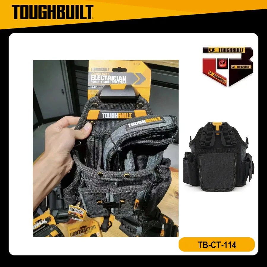 TOUGHBUILT TB-CT-114 Electrician Tool Bag with Shoulder Strap CLIPTECH High Capacity Storage
