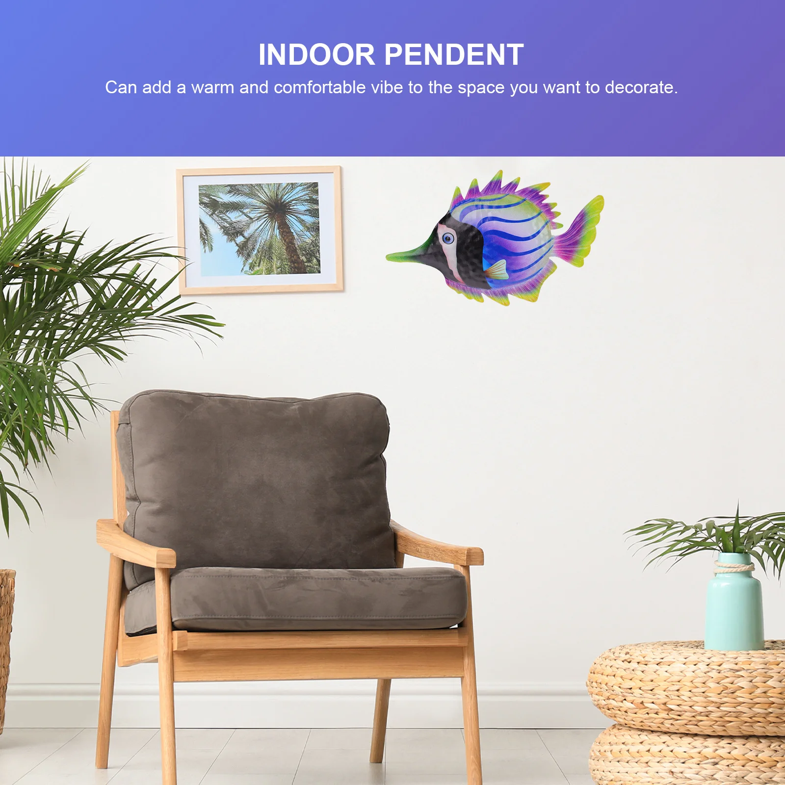 

1pc Iron Fish Shaped Hanging Decor For Indoor Outdoor Wall Art Living Room Bedroom Garden Decoration Metal Fish Wall Hanging