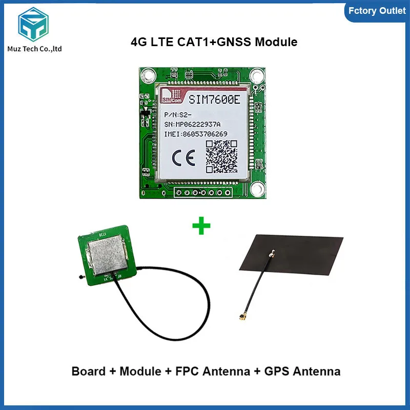 SIM7600E Core Board With FPC antenna + GPS antenna 4G LTE CAT1+GNSS Module breakout kit for Europe/Middle East/Africa