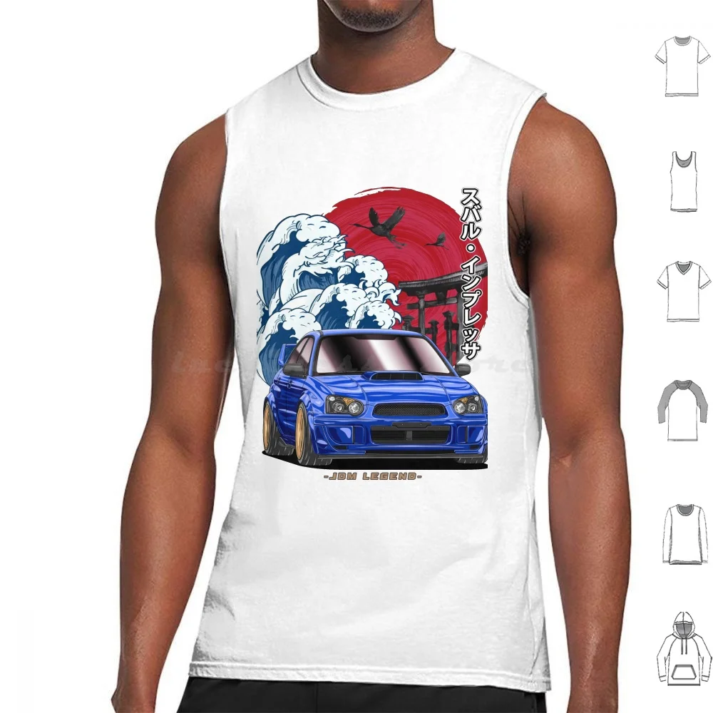 The Great Wave Off Subie Impreza Wrx Sti Tank Tops Vest Sleeveless Car Cars Automobile Automotive Vehicle Guyvit Blue Car