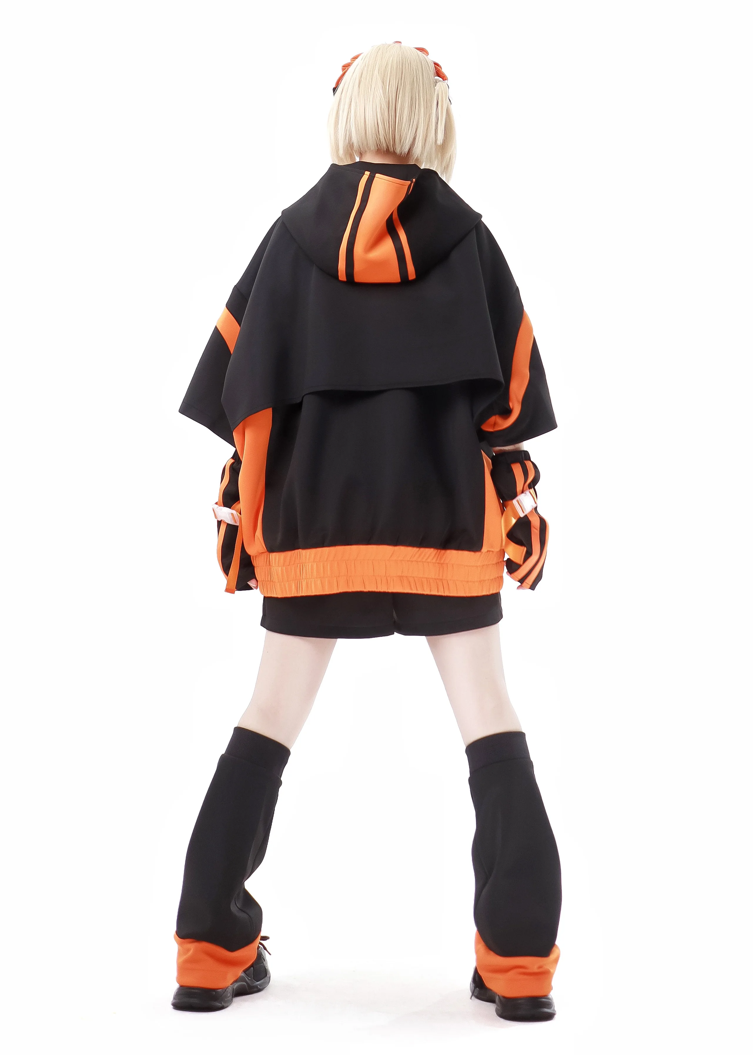 2024 New Spring Summer Color Block Short-Sleeved Mine Sportswear Oversized Zipper Hoodie Jacket and Shorts Leg Warmer Outfits