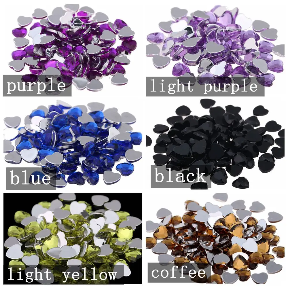 Decorazioni per unghie 3mm 300pcs gemme a forma di cuore brillanti sfaccettature piatte colori normali Strass acrilici Strass Strass Strass adesivi