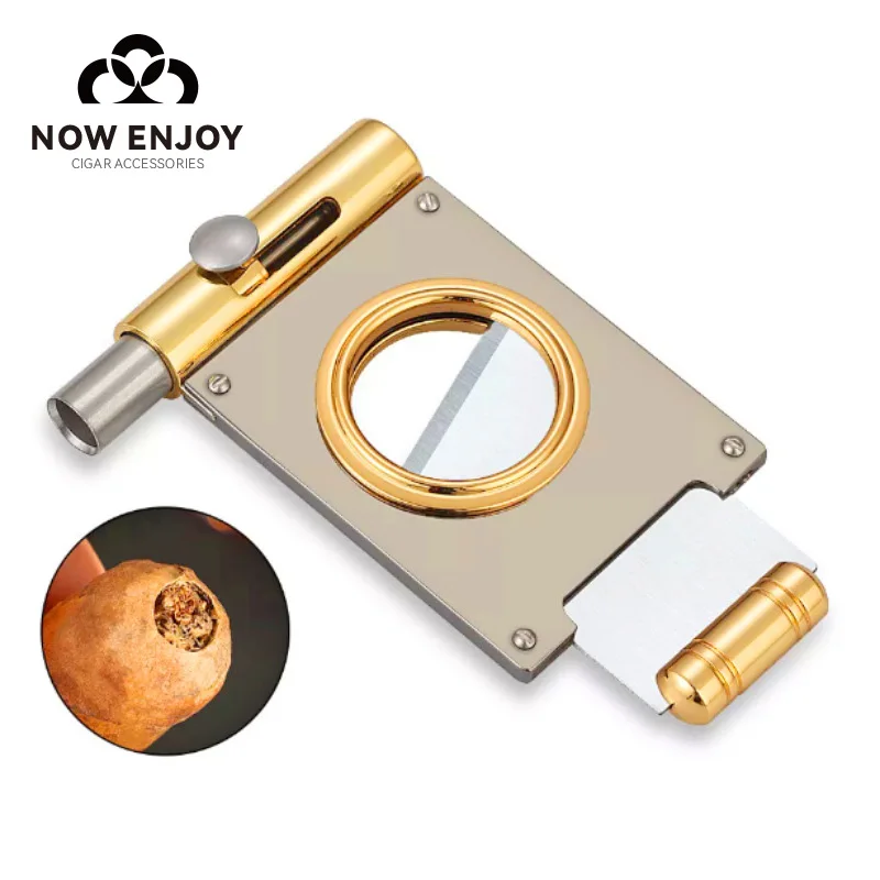 NOW ENJOY Cigar Cutter Guillotine with Sharp Blade 22mm Cigar Knife with 8mm Puncher Luxury Cigar Accessories Gift for Smoker