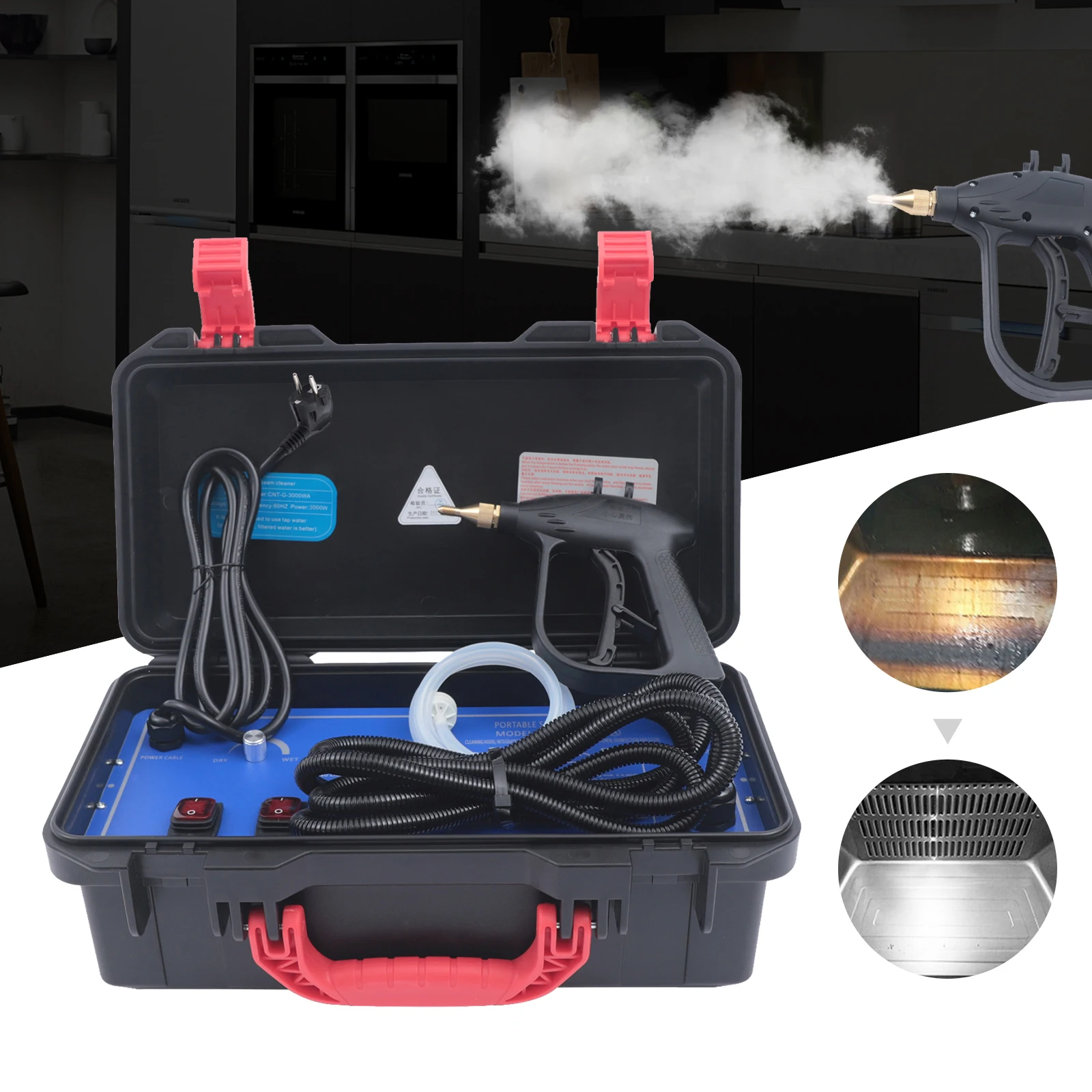 Tragbarer Dampfreiniger für den Haushalt, Auto-Dampfreiniger 100–130 ° C 3000W 220V