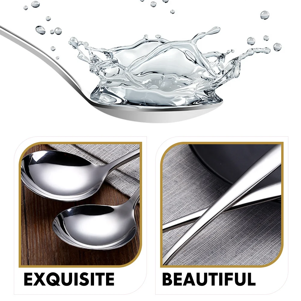 

4Pcs Stainless Steel Dessert Spoon Ice Cream Spoon Long Handle for Tea Coffee Milk Soup Mixing Elegant Flatware
