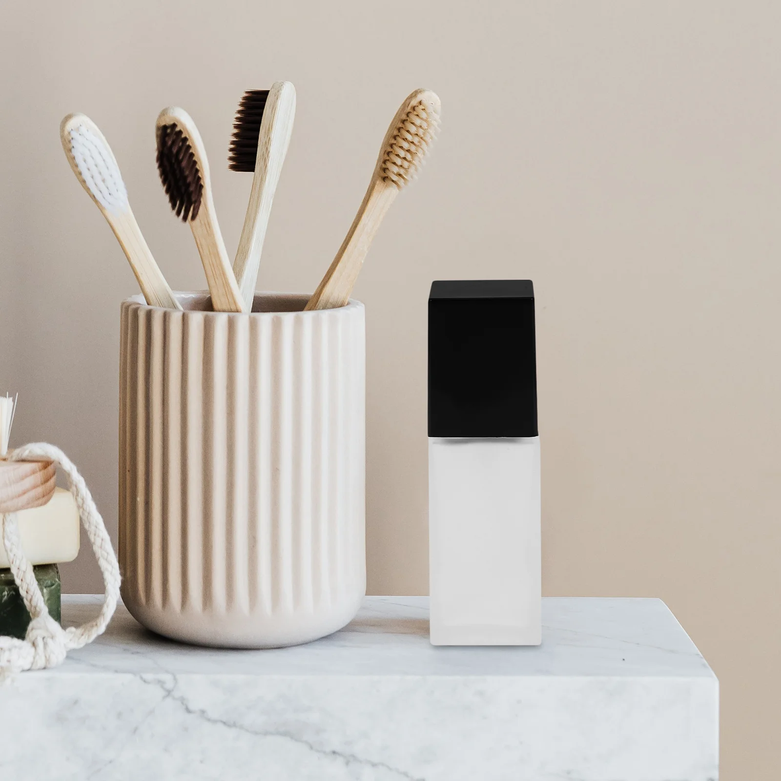 WOONEKY 3개입 무광 유리 리퀴드 파운데이션 병 빈 스퀴즈 프레스 로션 용기 투명 포장